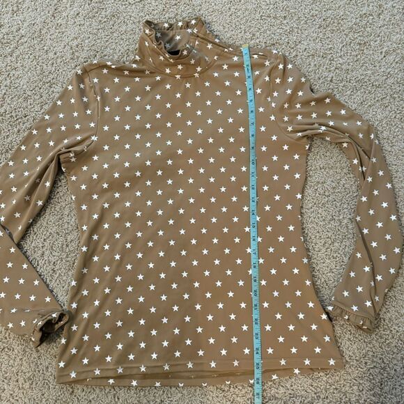 Goldbergh Stardust Pully Tan Brown Star Print with White Stars NWOT Large - Picture 3 of 5